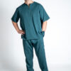 Mens zipper stretch scrub top and jogger stretch scrub pants - Emerald | Emerald Scrubs for Men