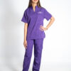 Mandarin stretch scrub top for women - purple