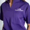 Mandarin stretch scrub top for women - purple