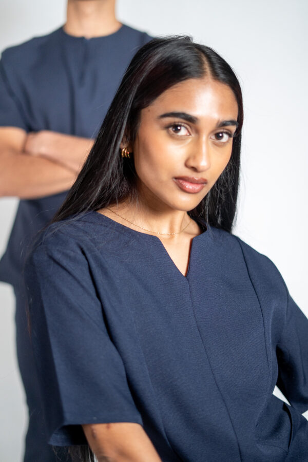 Madeleine stretch scrub top for women - navy blue