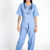 Madeleine linen scrub top and papillon linen scrub pants for women - skye