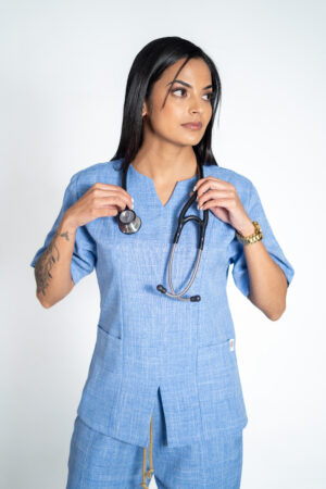 Madeleine linen scrub top for women - skye