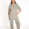 Womens zipper linen scrub top and womens straight leg linen scrub pants - Lighthouse