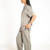 Womens zipper linen scrub top and womens straight leg linen scrub pants - Lighthouse
