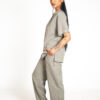 Womens zipper linen scrub top and womens straight leg linen scrub pants - Lighthouse