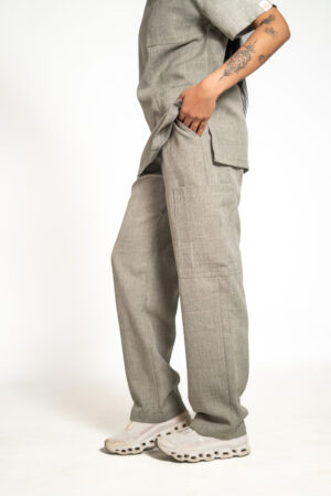 Womens zipper linen scrub top and womens straight leg linen scrub pants - Lighthouse