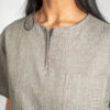 Womens zipper linen scrub top - Lighthouse