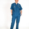 Men's Zipper PolyBlend Scrub Top | Men's Jogger PolyBlend Scrub Pants - Cobalt Blue | Cobalt Blue Scrubs for Men