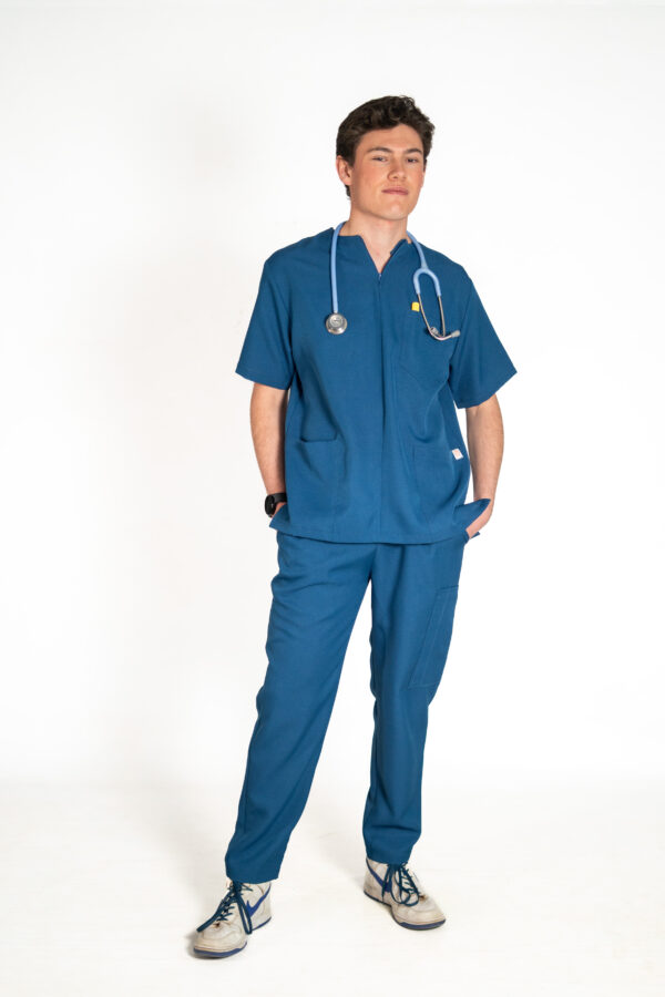 Men's Zipper PolyBlend Scrub Top | Men's Jogger PolyBlend Scrub Pants - Cobalt Blue | Cobalt Blue Scrubs for Men