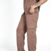 Womens Straight Leg Linen Scrub Pants - Cacao