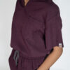 Mandarin stretch scrub top for women - mulberry