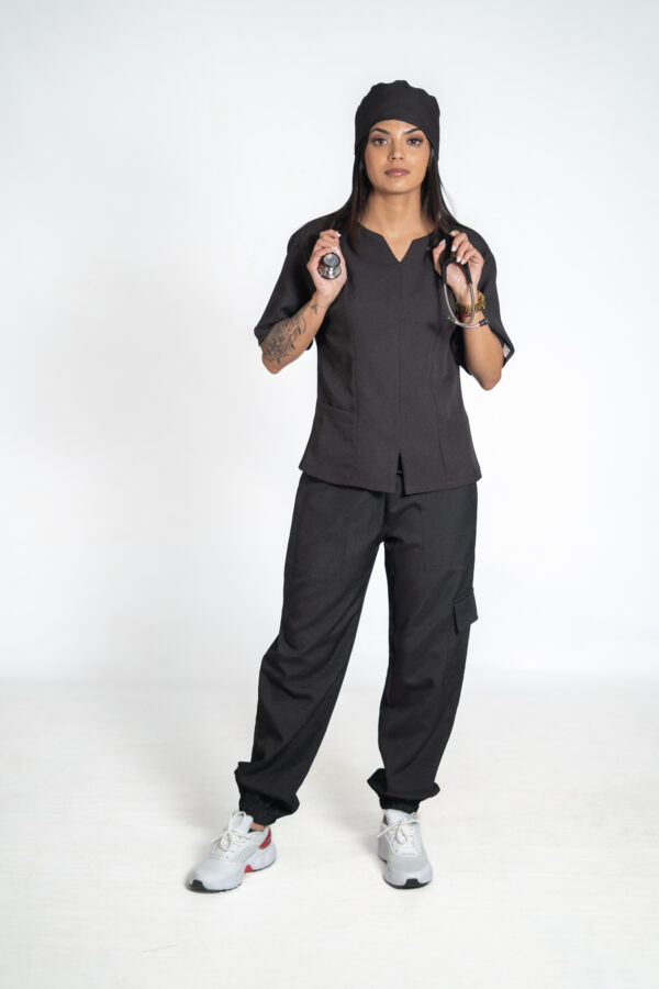 Madeleine stretch scrub top for women - black