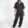 Madeleine stretch scrub top and jogger stretch scrub pants for women - black