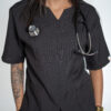Madeleine stretch scrub top for women - black
