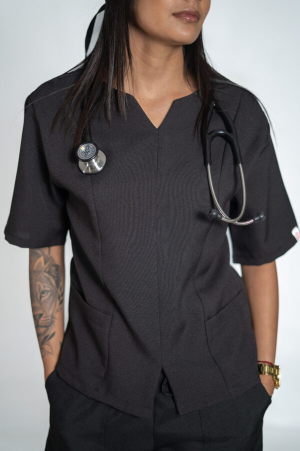 Madeleine stretch scrub top for women - black