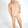 Mens zipper stretch scrub top and straight leg stretch scrub pants - Caramel