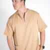 Mens zipper stretch scrub top - Caramel | Caramel Scrubs for Men
