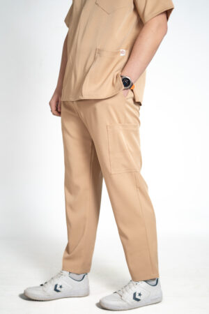 Mens straight leg stretch scrub pants - Caramel