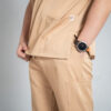 Mens straight leg stretch scrub pants - Caramel