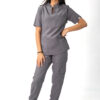Mandarin polyblend scrub top for women - grey