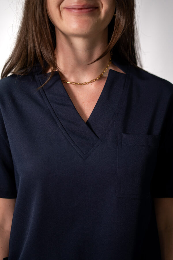 Womens Ve Stretch Scrub Top Navy Blue