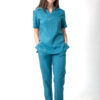 Ve linen scrub top for women - teal