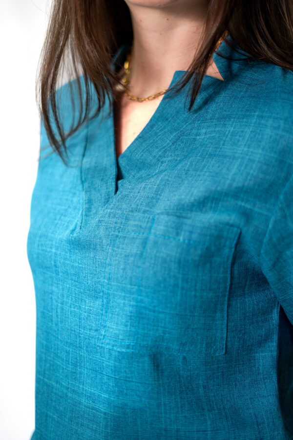 Ve linen scrub top for women - teal