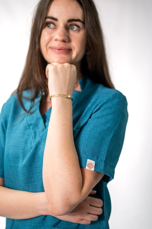 Ve linen scrub top for women - teal