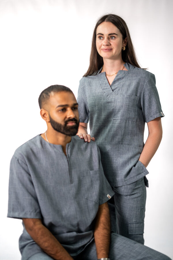 Ve linen scrub top for women - oxford