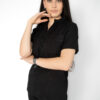 Mandarin stretch scrub top for women - black