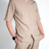 Mens papillon linen scrub top - Beige