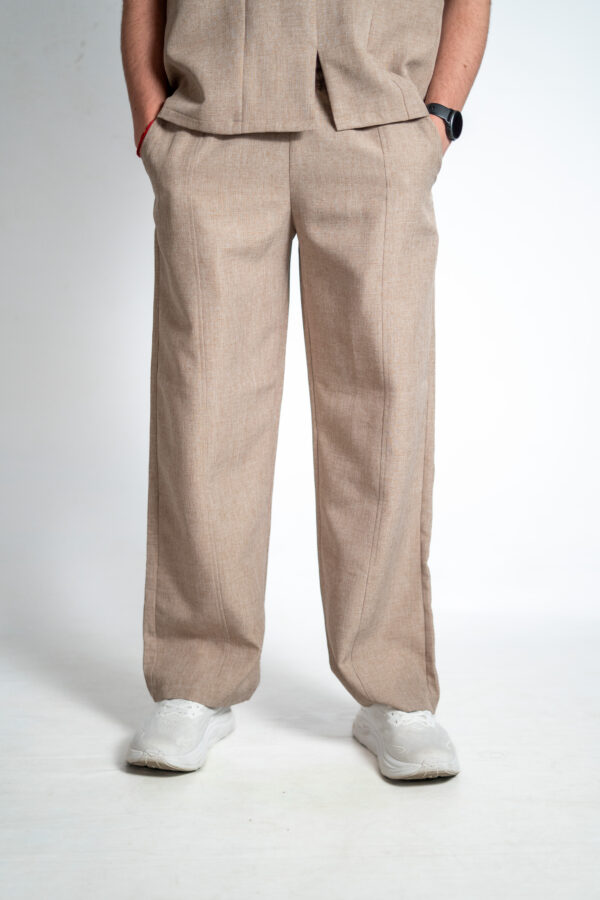 Mens papillon linen scrub pants - Beige