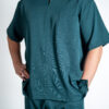 Mens zipper stretch scrub top - Emerald