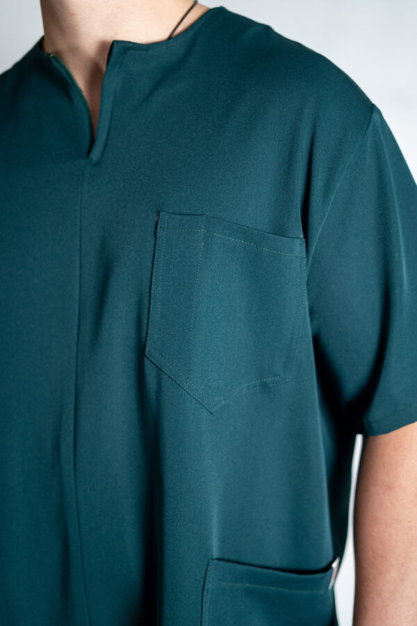 Mens zipper stretch scrub top - Emerald