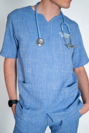 Mens papillon linen scrub top - Skye