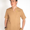 Men's Zipper PolyBlend Scrub Top - French Beige