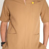 Men's Zipper PolyBlend Scrub Top - French Beige
