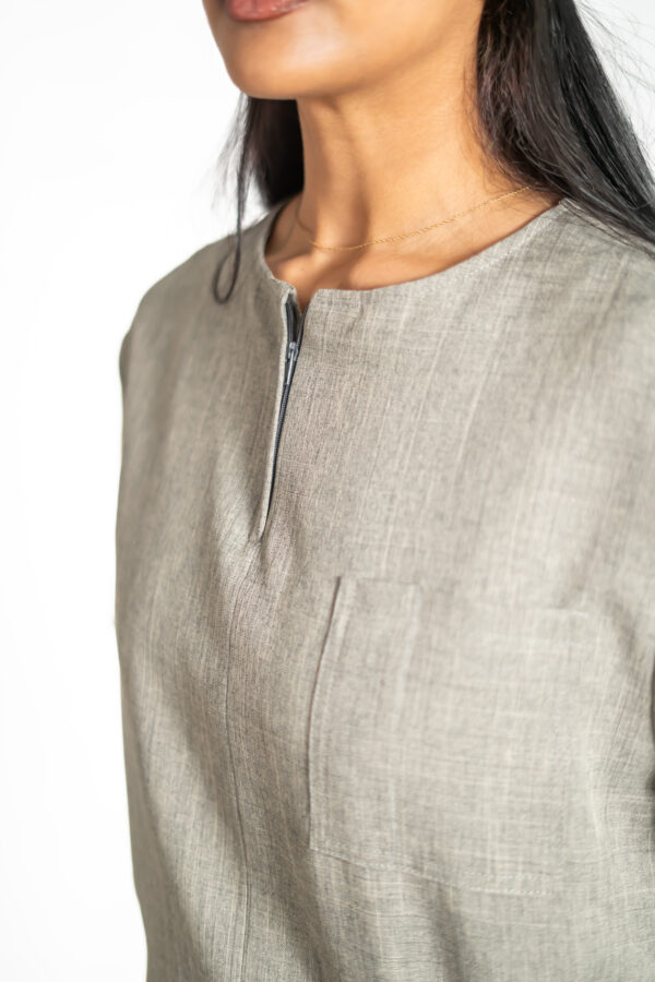 Womens zipper linen scrub top and womens straight leg linen scrub pants - Lighthouse