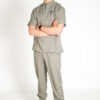 Men's mandarin linen scrub top | Men's jogger linen scrub pants - Lighthouse