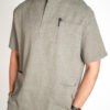 Mens mandarin linen scrub top - Lighthouse