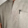 Mens mandarin linen scrub top - Lighthouse