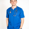 Mens papillon stretch scrub top - Imperial Blue | Imperial Blue Scrubs for Men