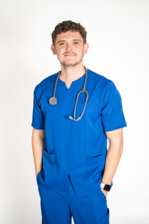 Mens papillon stretch scrub top - Imperial Blue | Imperial Blue Scrubs for Men