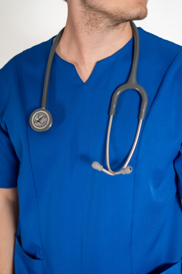 Mens papillon stretch scrub top - Imperial Blue