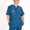 Men's Zipper PolyBlend Scrub Top - Cobalt Blue