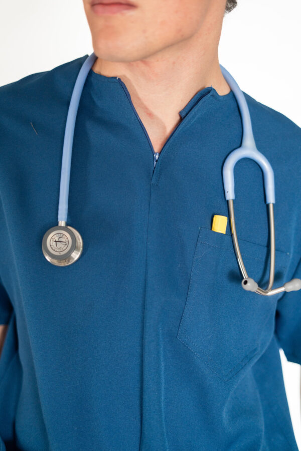 Men's Zipper PolyBlend Scrub Top - Cobalt Blue