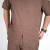 Mens papillon linen scrub top - Cacao