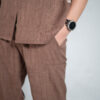 Mens papillon linen scrub top - Cacao